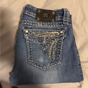 Miss Me Women's Blue Embellished Boot Cut Jeans